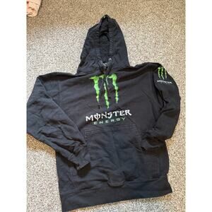 Vintage Y2K Monster Energy Hoodie Size Small Black